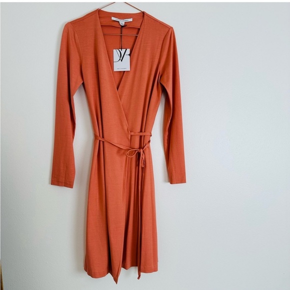 NWT Diane Von Furstenberg Terra Cotta Silk Blend Wrap Dress - Picture 4 of 8